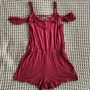 Maroon Off the Shoulder Romper